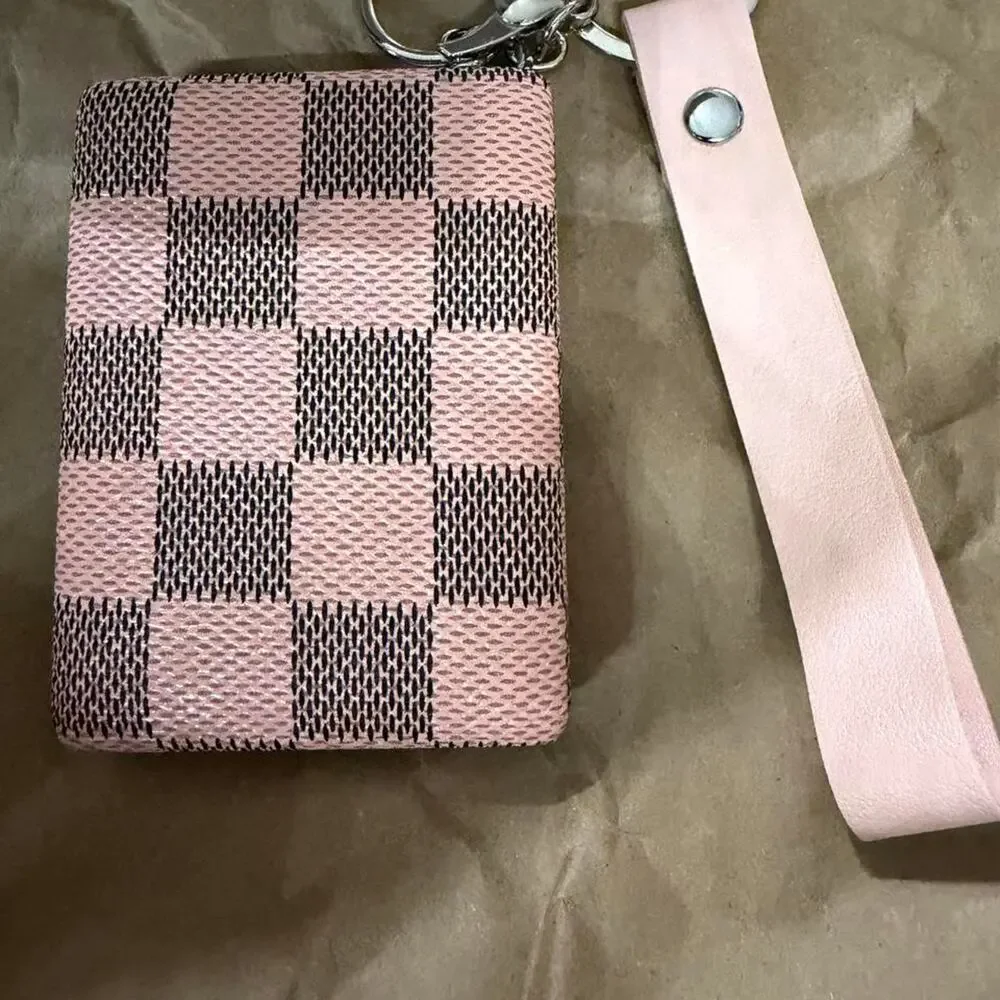 Pink and Black Checkered Dual Mirror Compact